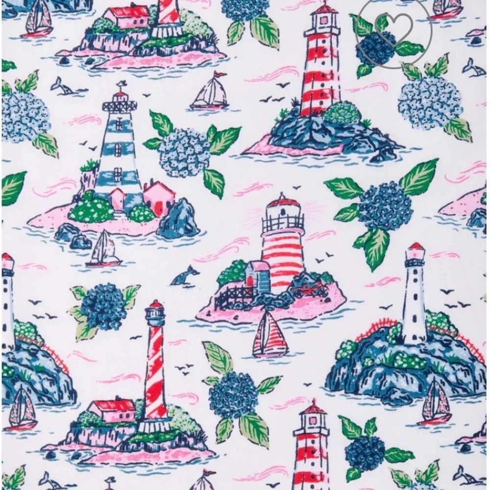 Printfresh Lighthouse Keeper Nautical White Pajama Shorts Organic Cotton XL
